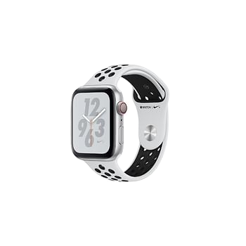 Apple Watch Nike+ Series 4 (44mm, GPS) – Silver Aluminum Case with Pure Platinum | Black Nike Sport Band