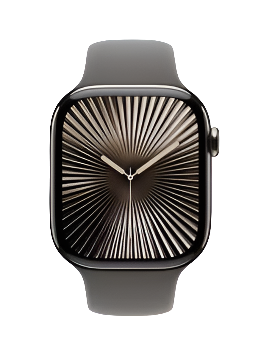 Apple Watch Series 10 GPS + Cellular 46mm – Natural Titanium Case with Stone Grey Sport Band (ML Grey)