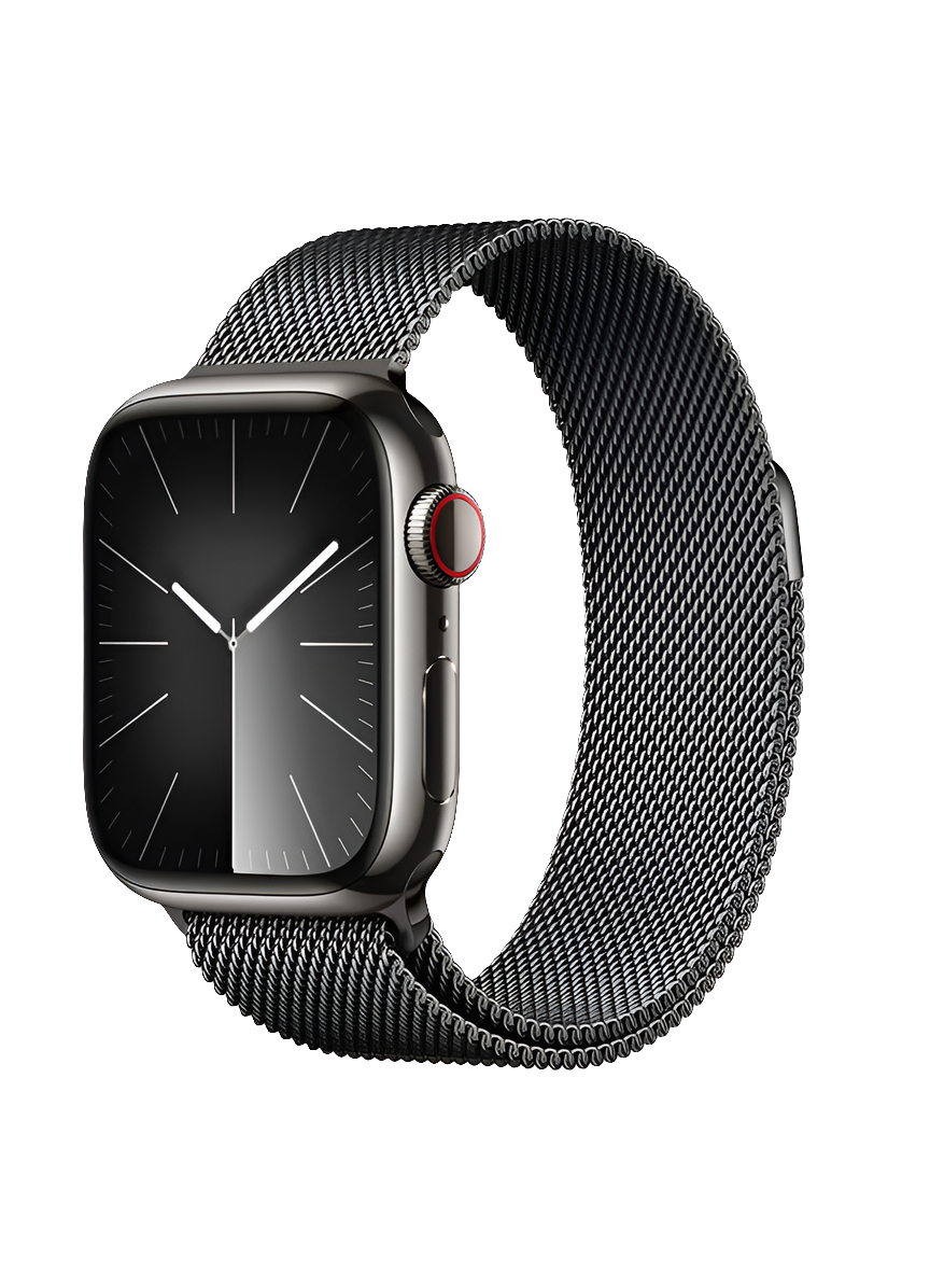 Apple Watch Series 9 GPS + Cellular 41mm – Stainless Steel Case with Graphite Milanese Loop