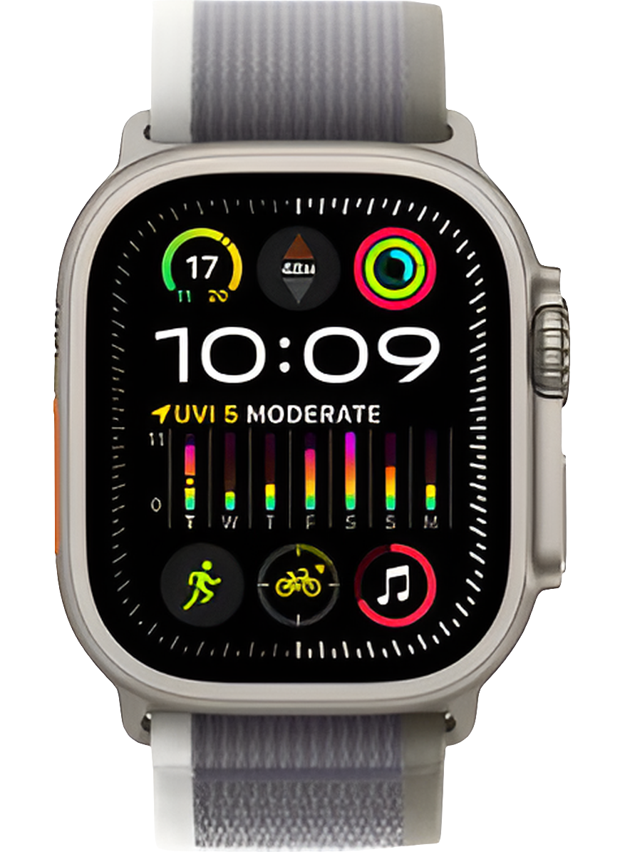 Apple Watch Ultra 2 (GPS + Cellular, 49mm) Titanium Case with Green/Grey Trail Loop (S/M)