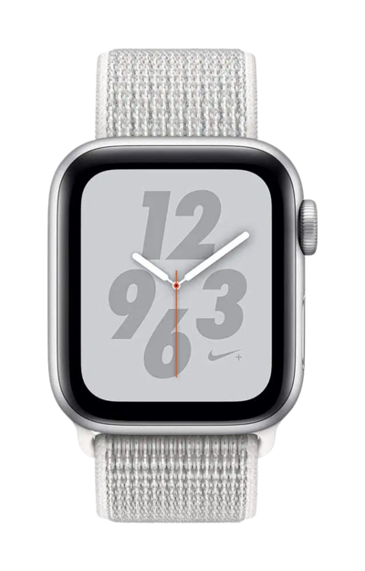 Apple Watch Nike+ Series 4 (40mm, GPS + Cellular) – Silver Aluminum Case with Summit White Nike Sport Loop