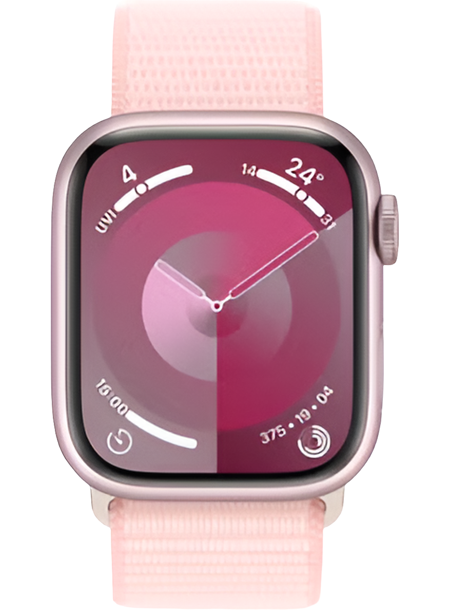 Apple Watch Series 9 (41mm) GPS + Cellular - Pink Aluminum Case with Light Pink Sport Loop