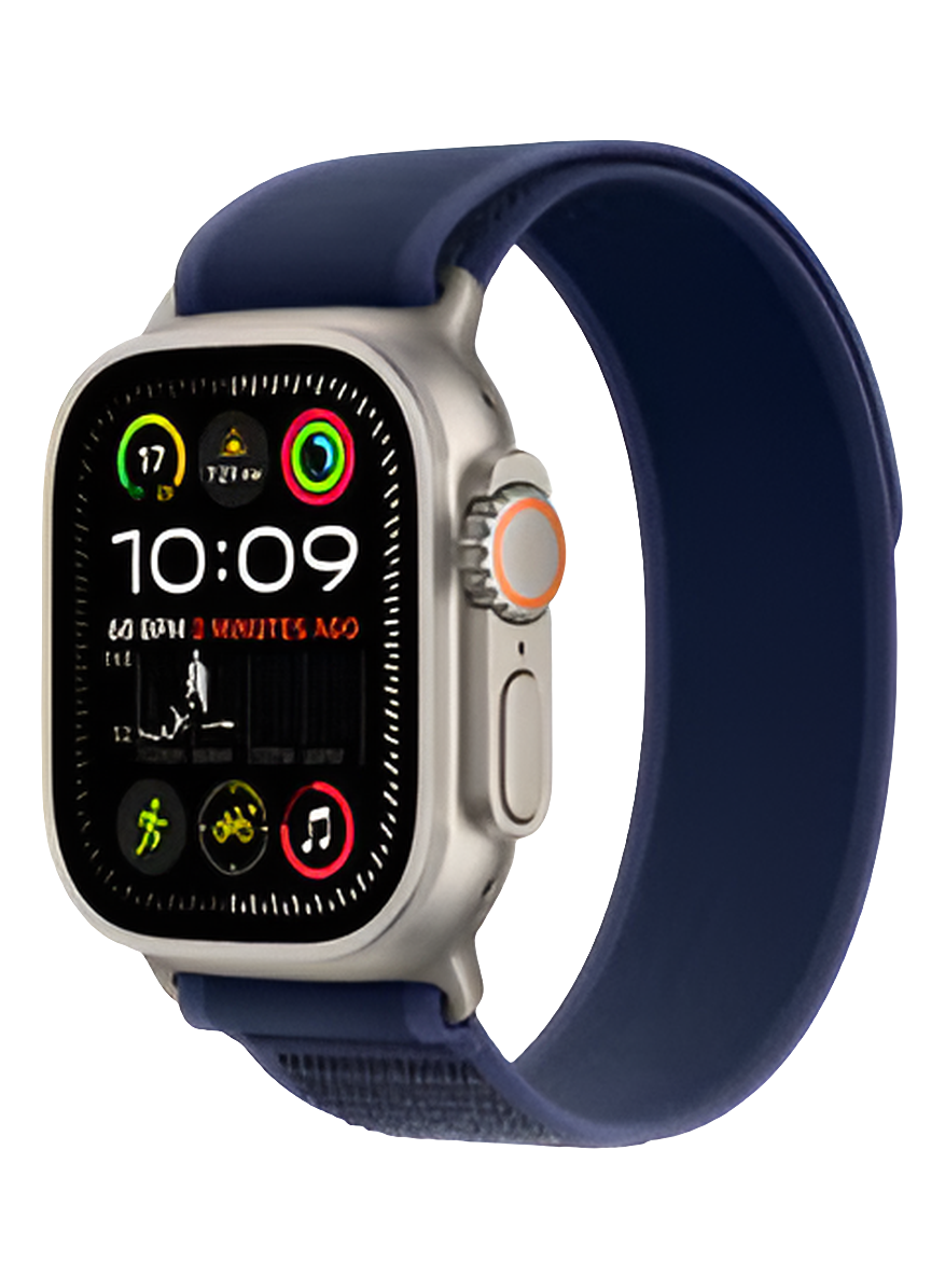 Apple Watch Ultra 2 (2024) GPS + Cellular 49mm – Natural Titanium Case with Blue Trail Loop | Malik Electronics UAE
