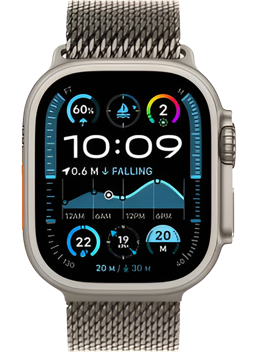 Apple Watch Ultra 2 (2024) GPS + Cellular, 49mm Natural Titanium Case with Natural Titanium Milanese Loop - Size M