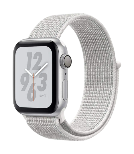 Apple Watch Nike+ Series 4 (40mm, GPS + Cellular) – Silver Aluminum Case with Summit White Nike Sport Loop